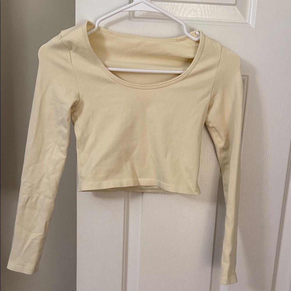 Cream Long Sleeve Workout Top